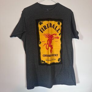 Fireball Whisky Men's T-Shirt Large Gray Ripple Junction Fun Graphic Tee
